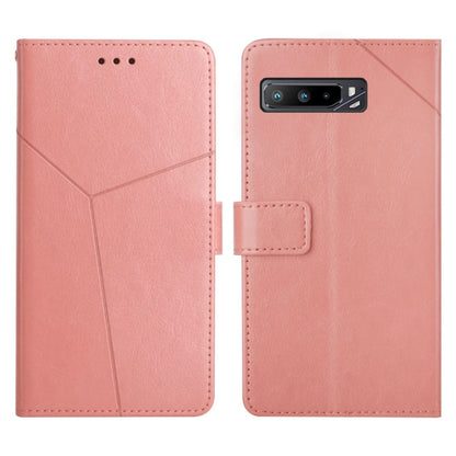 Pink leather flip phone case with stitched pattern, front cutouts and camera window