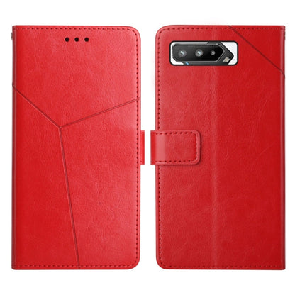 Red leather flip phone case with stitched pattern, front cutouts and rear camera opening
