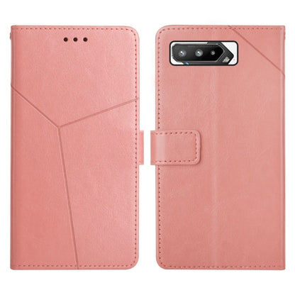 Light pink leather flip phone case with stitched panel, front speaker holes and camera window