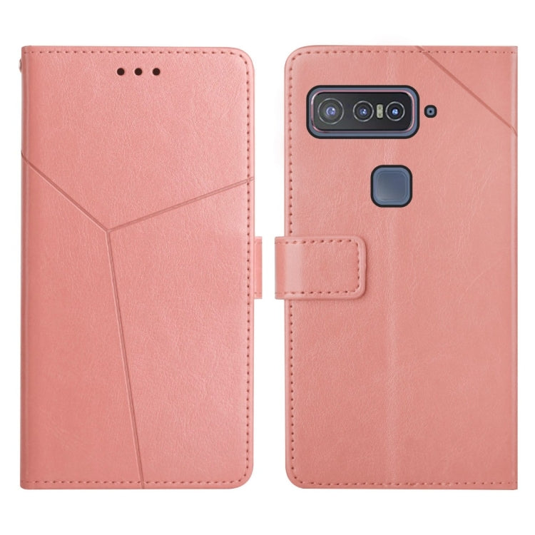 Rose pink horizontal flip leather phone case with stitched panel and front cutouts