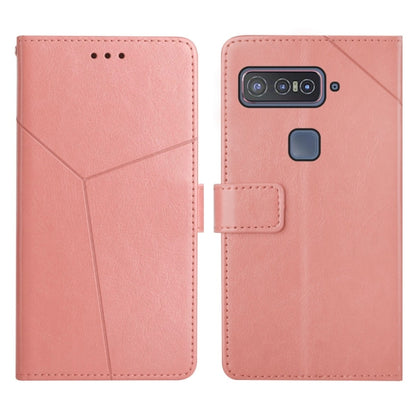 Rose pink horizontal flip leather phone case with stitched panel and front cutouts
