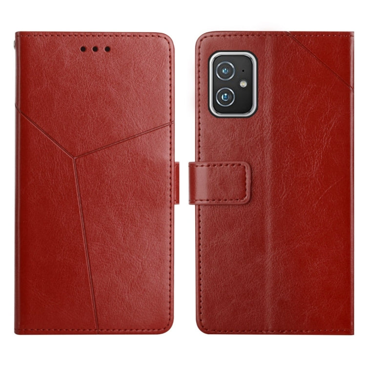 Red horizontal flip leather phone case with stitched panel and front pocket