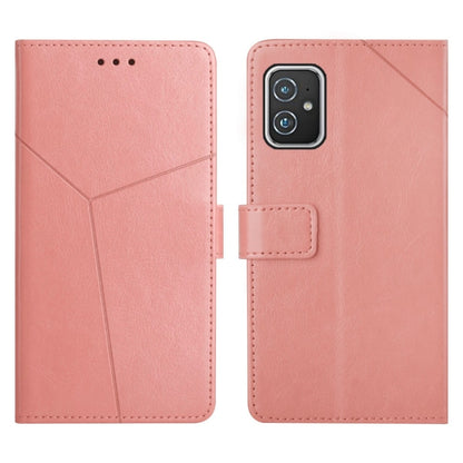 Rose pink horizontal flip leather phone case with stitched panel and camera cutout