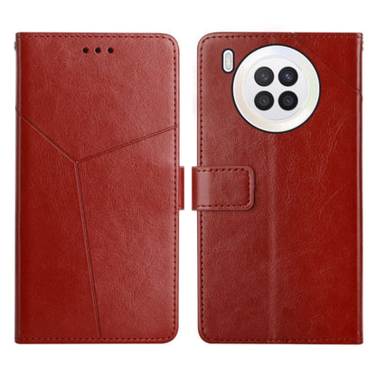 Red leather flip phone case set showing back and front with camera opening