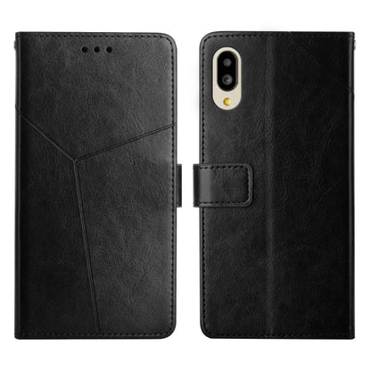 Black leather flip phone case set, front and back views with camera cutout