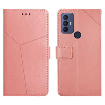 Rose pink flip leather phone case with magnetic strap, stitched lines, and camera cutout