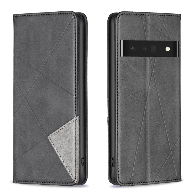 Grey prismatic magnetic leather phone case with fold cover, diagonal pattern, and camera window