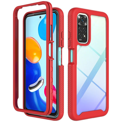 Red phone case with clear TPU bumper, raised edges, and camera cutout protection
