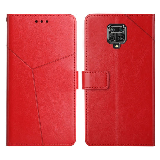 Red horizontal flip leather phone case with stitched card slot and camera cutout