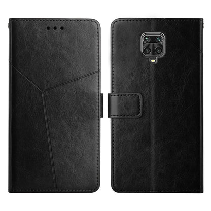 Black horizontal flip leather phone case with stitched card slot and camera cutout