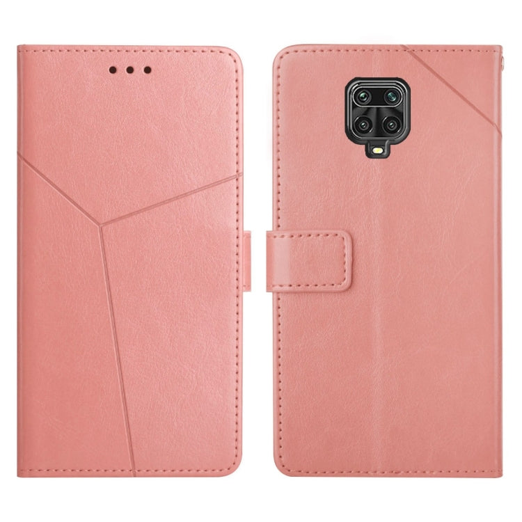Pink leather flip phone case with horizontal stitching and side magnetic flap