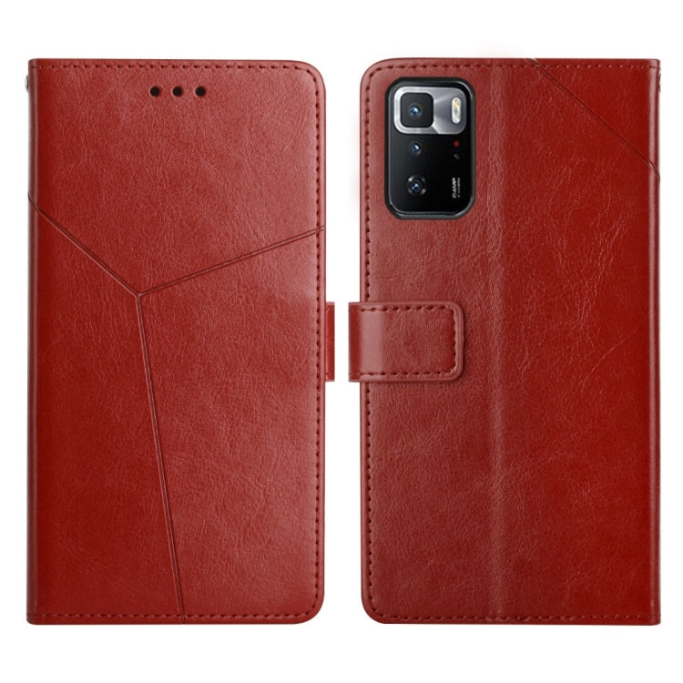 Red leather flip phone case with horizontal stitching and side magnetic flap