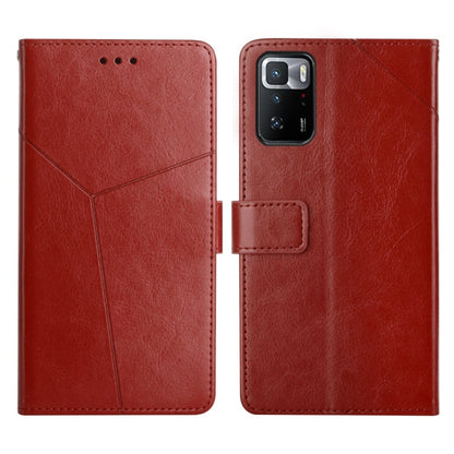 Red leather flip phone case with horizontal stitching and side magnetic flap
