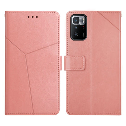 Pink flip leather phone case with stitched diagonal pattern and camera cutout