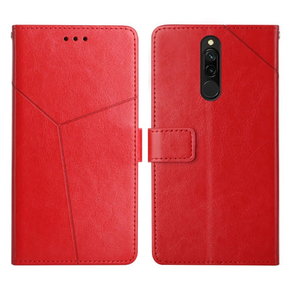 Red flip leather phone case with stitched diagonal pattern and camera cutout