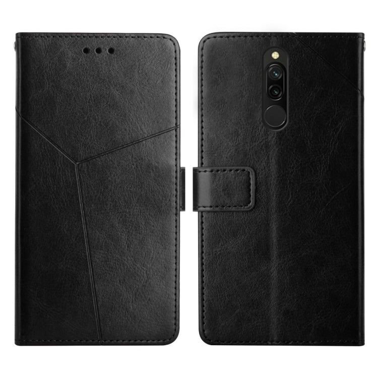 Black flip leather phone case with stitched diagonal pattern and camera cutout