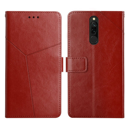 Red flip leather phone case with diagonal stitching and camera cutout