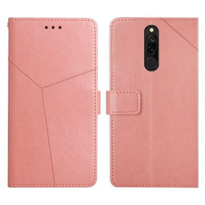 Light pink flip leather phone case with stitched diagonal pattern and camera cutout
