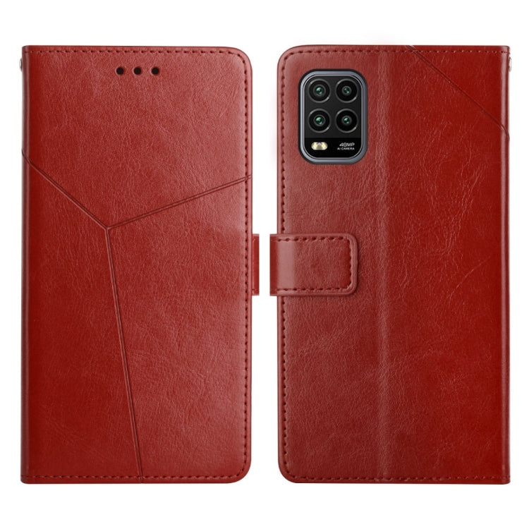 Red flip leather phone case with diagonal stitching and quad camera cutout