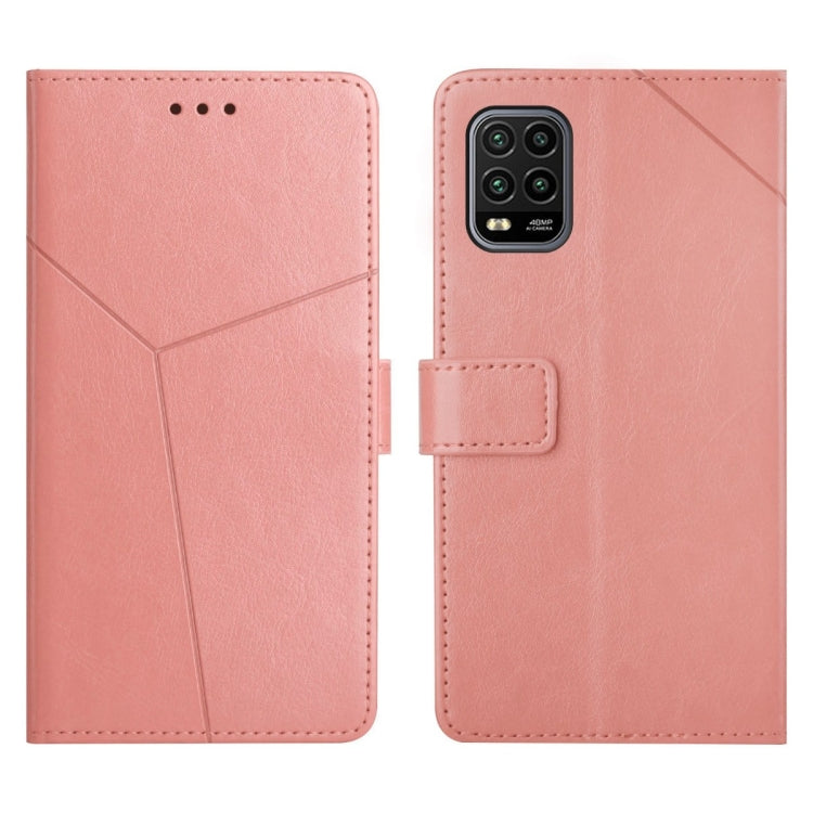 Pink leather flip phone case with stitched panel and camera cutout