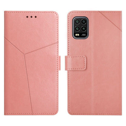 Pink leather flip phone case with stitched panel and camera cutout