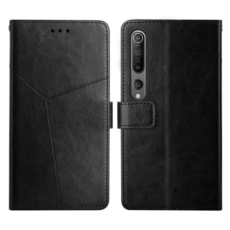 Black leather flip phone case with stitched panel and camera cutout