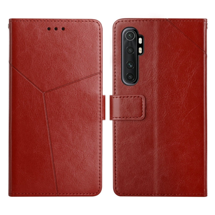 Red flip leather phone case with stitched diagonal panels and front speaker holes