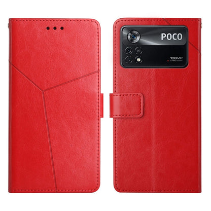 Red flip leather phone case with magnetic strap, stitched lines, and camera cutout