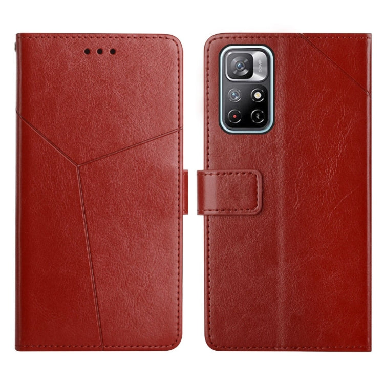 Red flip leather phone case with magnetic strap and geometric stitched front