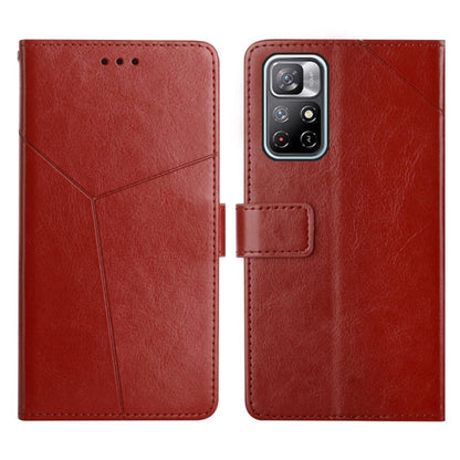 Red flip leather phone case with magnetic strap and geometric stitched front