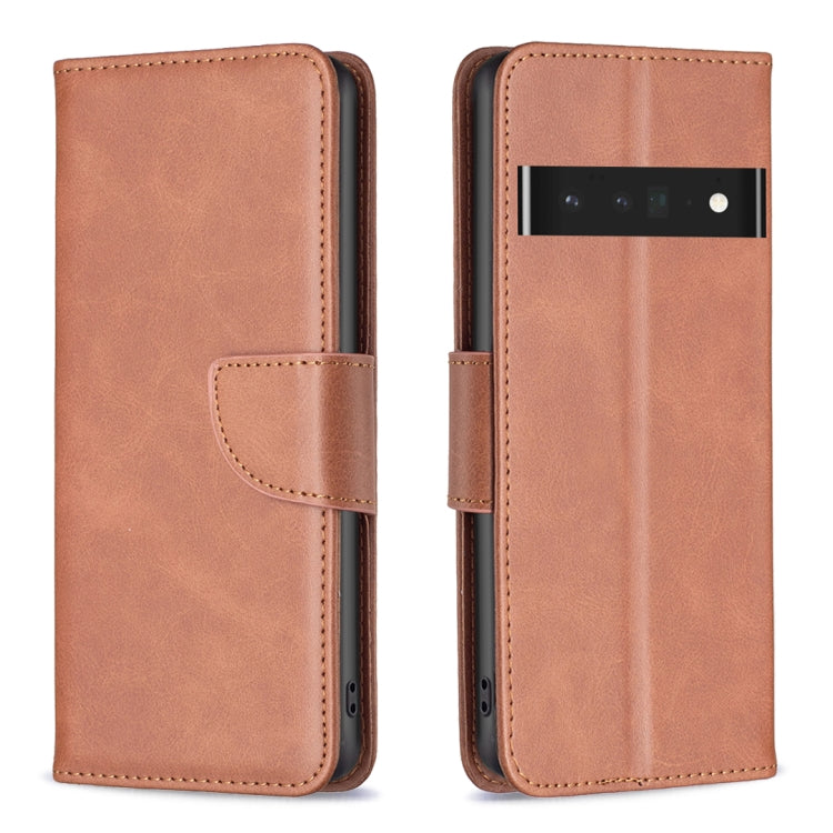 Lambskin textured leather phone wallet case in brown with magnetic flap and card slot