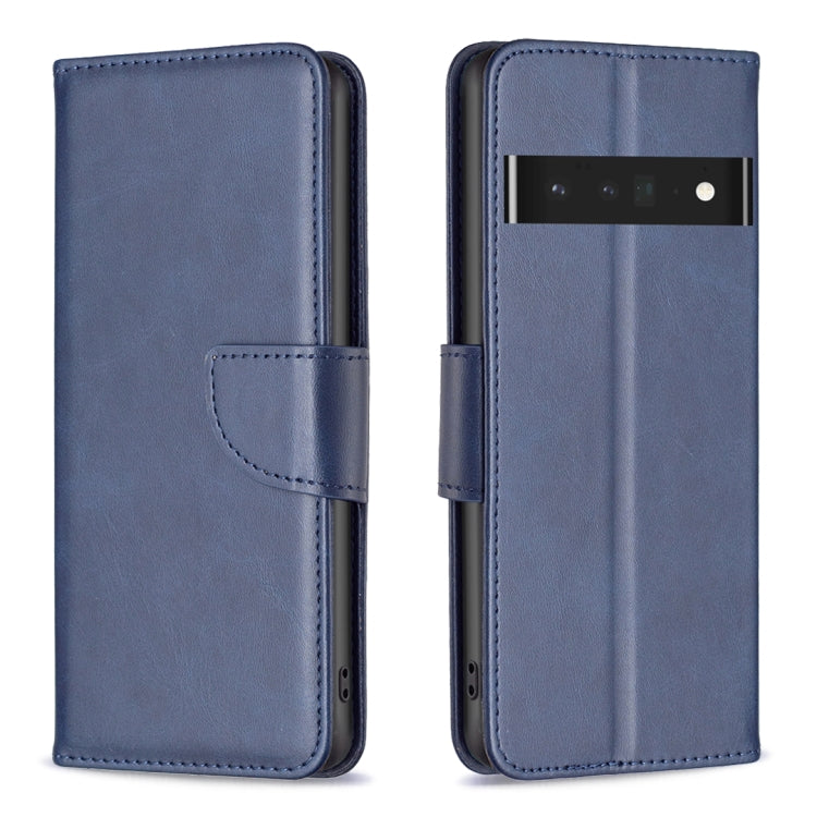 Lambskin textured leather phone wallet case in blue with flip cover and card holder