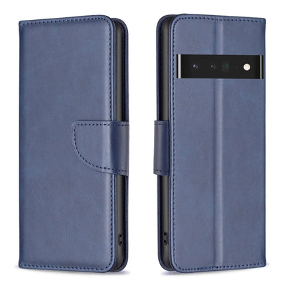 Lambskin textured leather phone wallet case in blue with flip cover and card holder