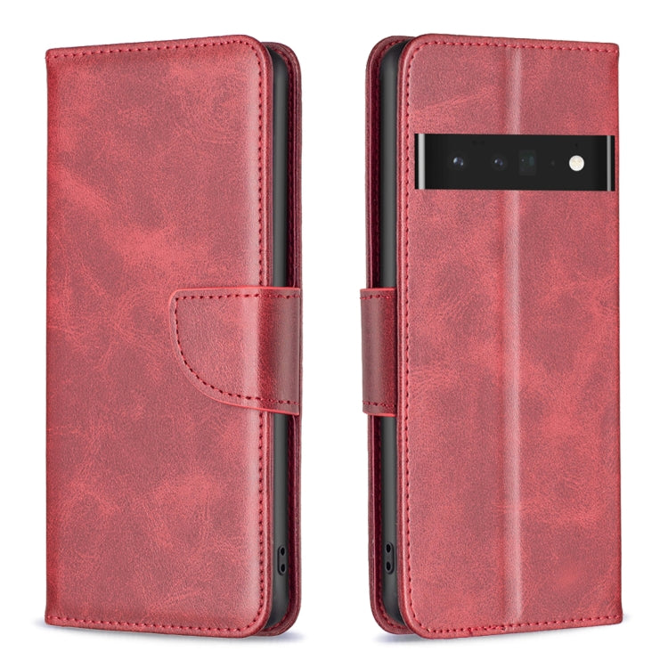 Lambskin textured leather phone wallet case in red with magnetic flap and card slot