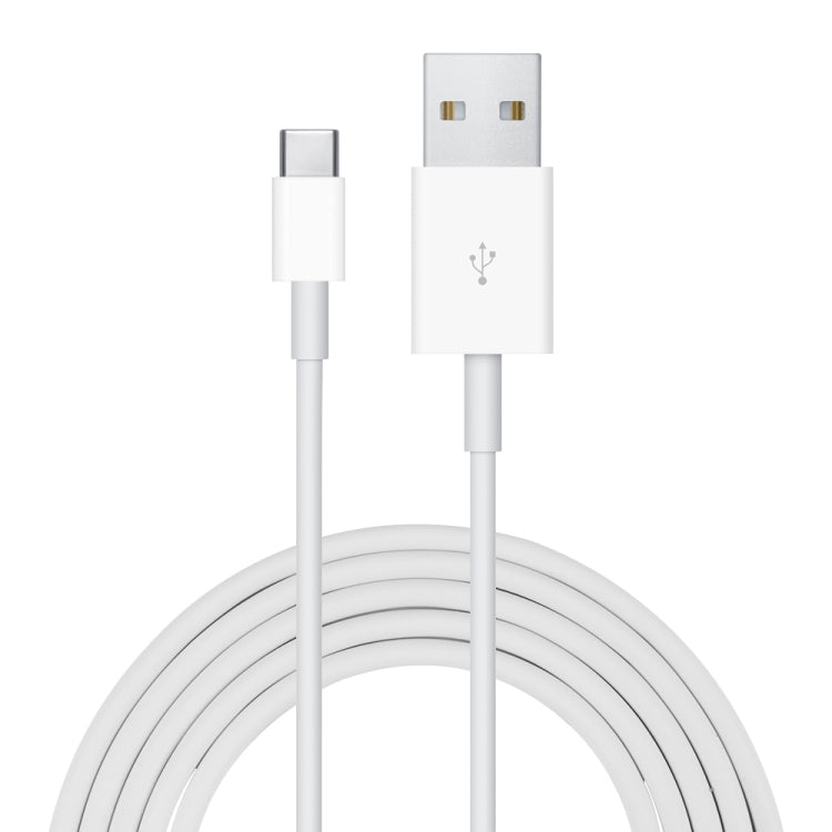 White USB-A to USB-C data cable with molded connectors