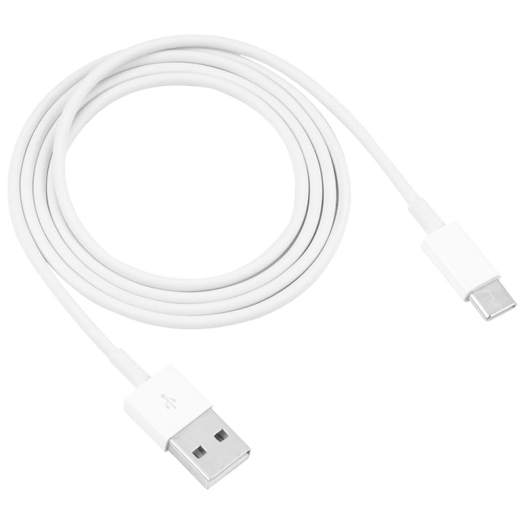 Coiled white USB-A to USB-C data cable with Type-C and USB-A ends
