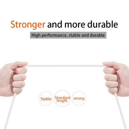 USB-A to USB-C data cable held by hands, showing white connectors and length