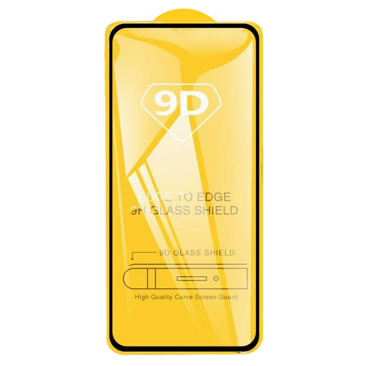 9D full glue tempered glass screen protector film, front view with curved edges