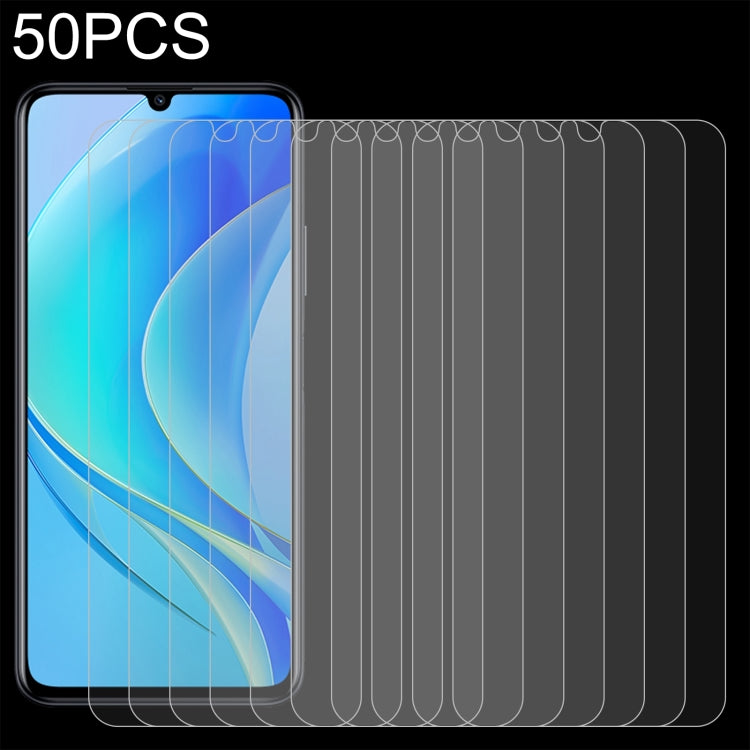 Set of 50 clear tempered glass screen protectors for curved phone display