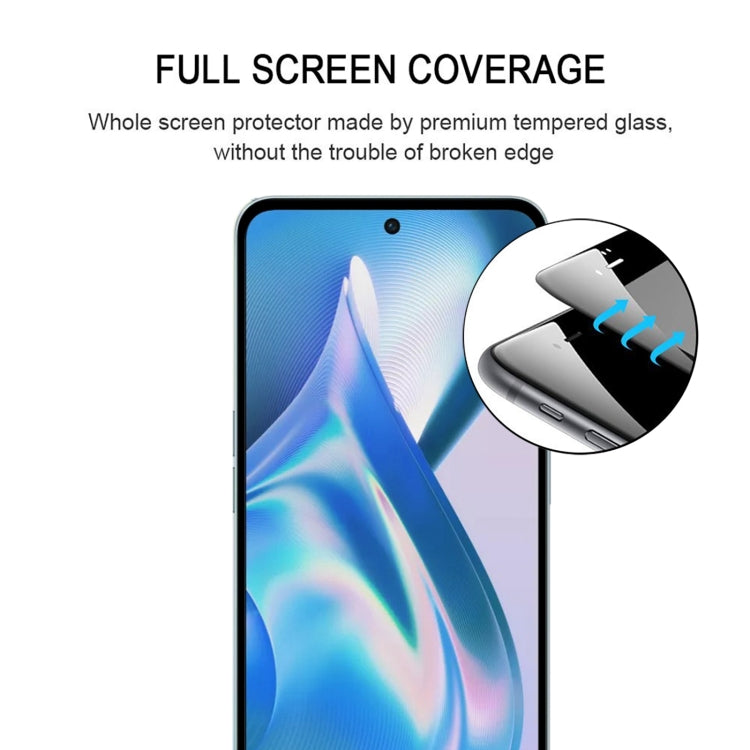 Tempered glass screen protector fitted over a smartphone front for full coverage