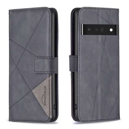 Grey leather phone case with rhombus texture, magnetic buckle and card slot flap
