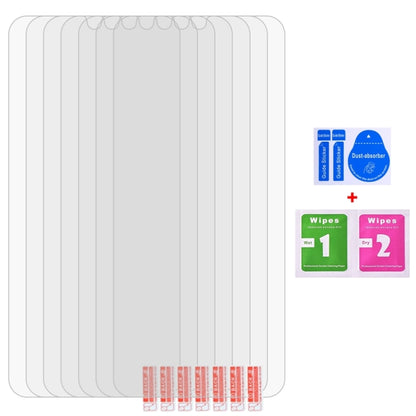Full-screen hydrogel film stack with included cleaning wipes and applicator