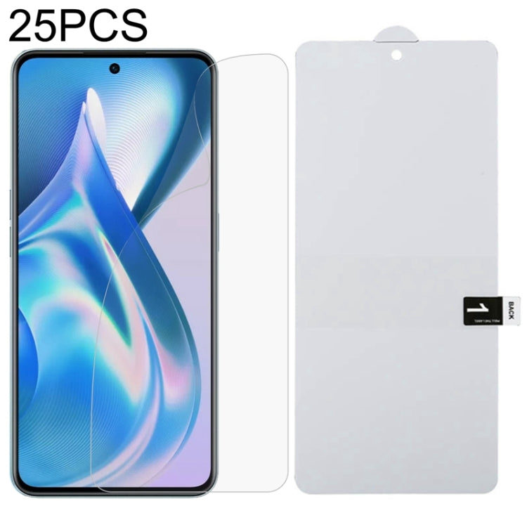 Hydrogel full-screen protector set with film applied on phone screen and spare sheet
