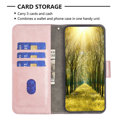 Rose gold PU leather phone case folio with card slots and cash pocket storage.