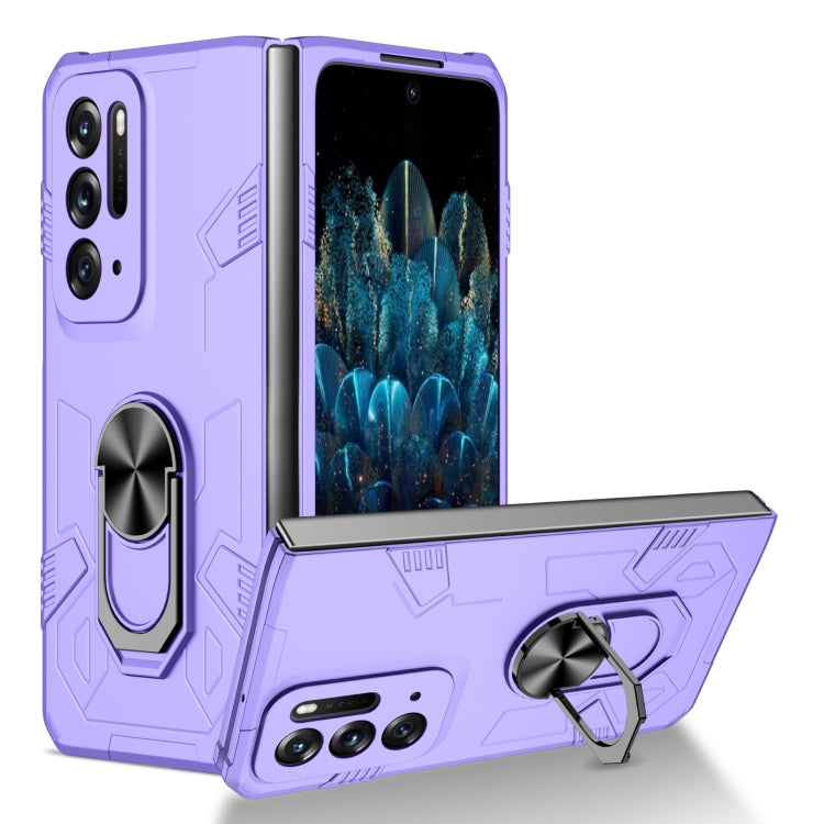 Matte shockproof phone case in lavender with kickstand ring for foldable phones