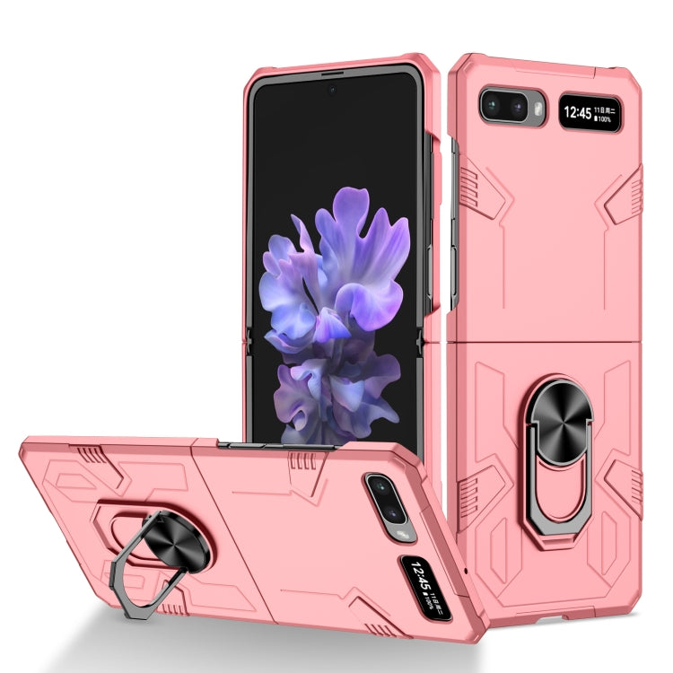 Matte shockproof phone case in blush pink with kickstand ring for foldable phones