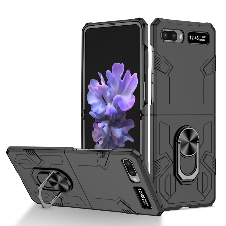 Matte shockproof phone case in dark gray with kickstand ring for foldable phones