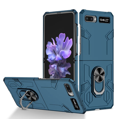 Matte shockproof phone case in teal blue with kickstand ring for foldable phones