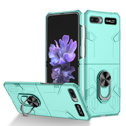 Matte shockproof phone case in light mint with kickstand ring for foldable phones
