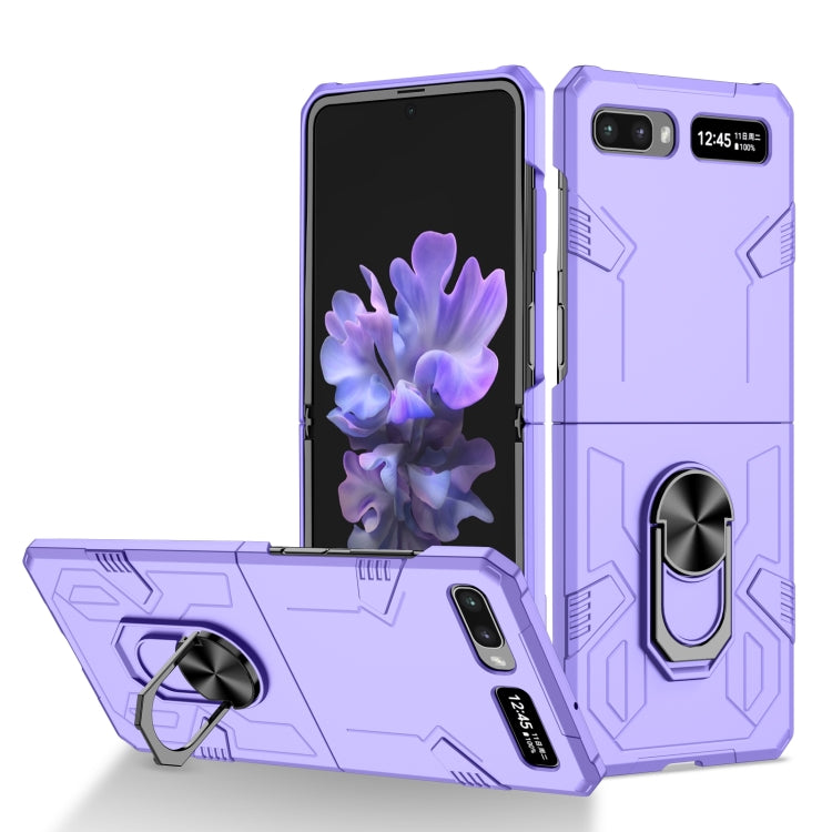 Matte shockproof phone case in purple with kickstand ring for foldable phones